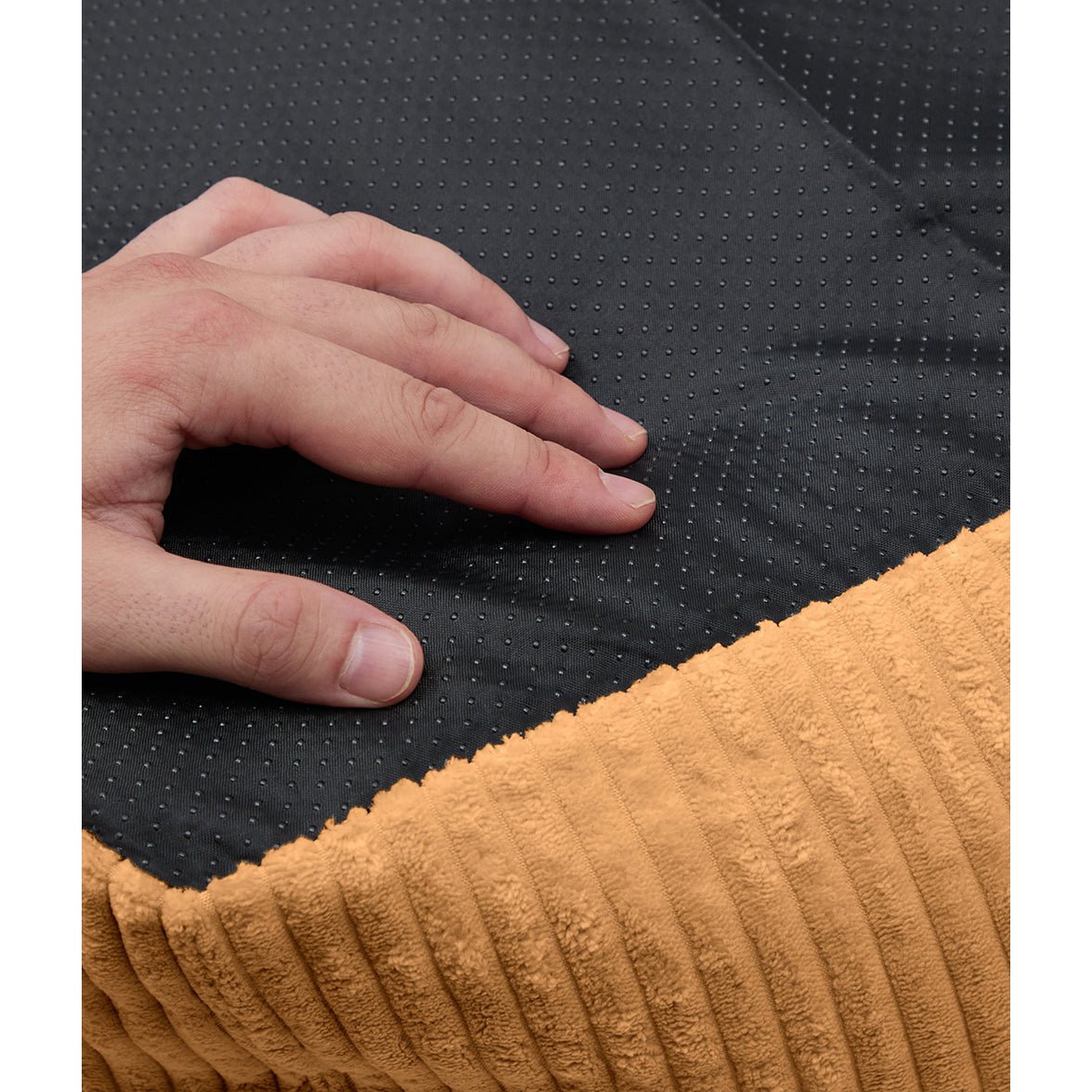 Anti-slip onderkant van de Oker gele hondenmand met ribfluwelen corduroy stof van het merk cafide